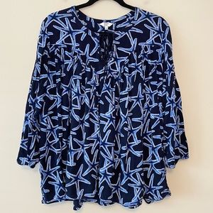 Crown & Ivy Starfish Blouse XL In Blue